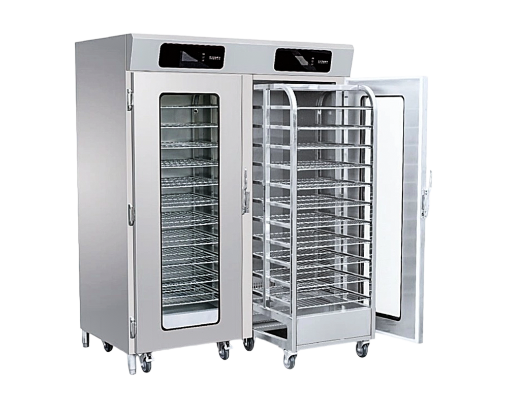 Porta vitrea Calefacta Convivium Cabinet Trolley usui pro Hotels, Canteens, Scholae